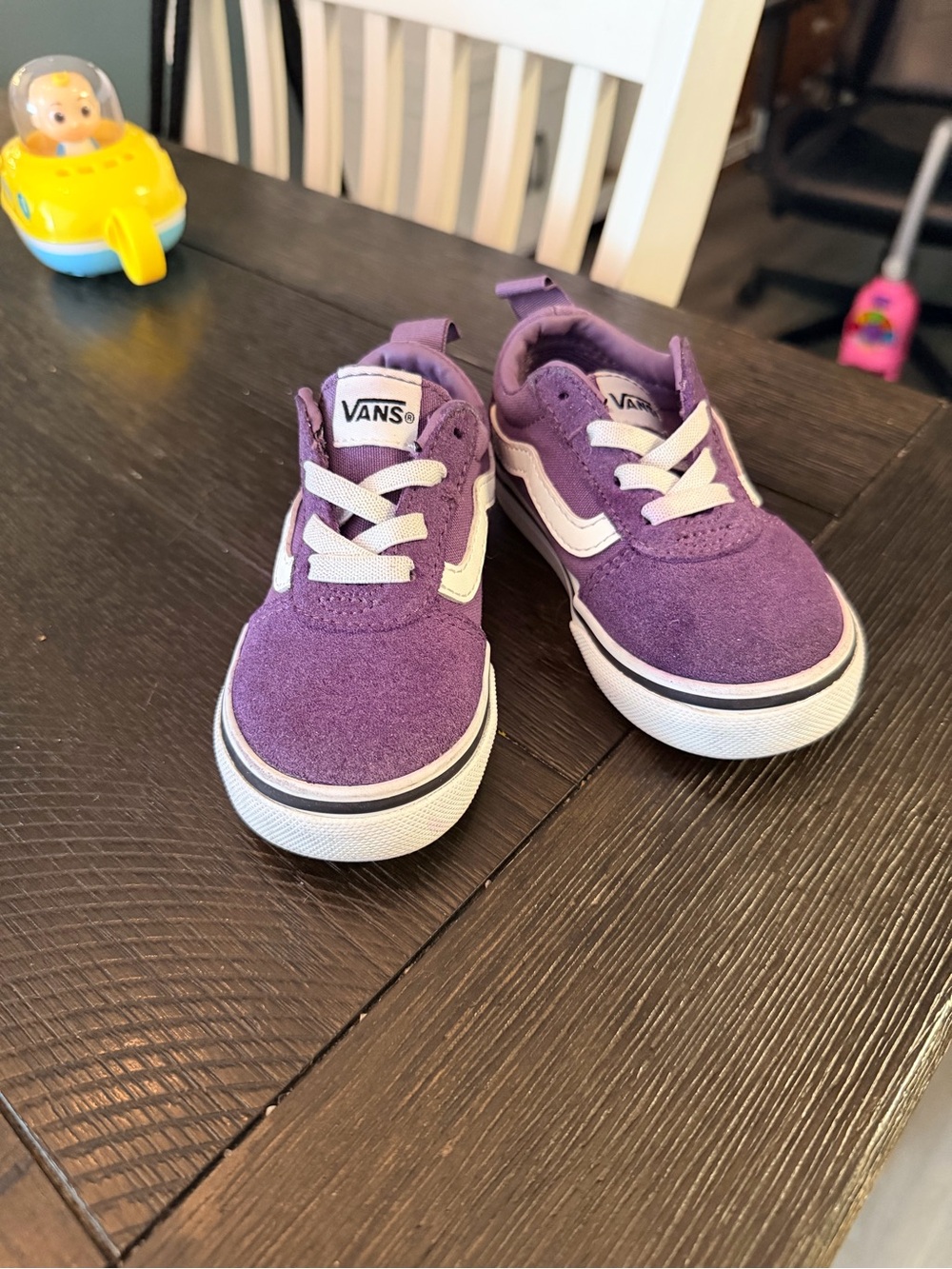 Vans Kids Purple Suede Low-Top Sneakers with White Stripe